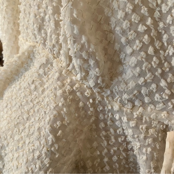 NWOT SHEIN Double Crazy Cream & Gold Glitter Knit Self-Tie Peplum Top Size L - Picture 5 of 11